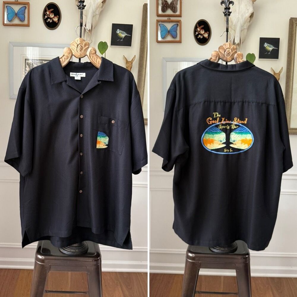 Hook & Tackle Goal Line Stand Sports Bar Embroidered Fish XXL
